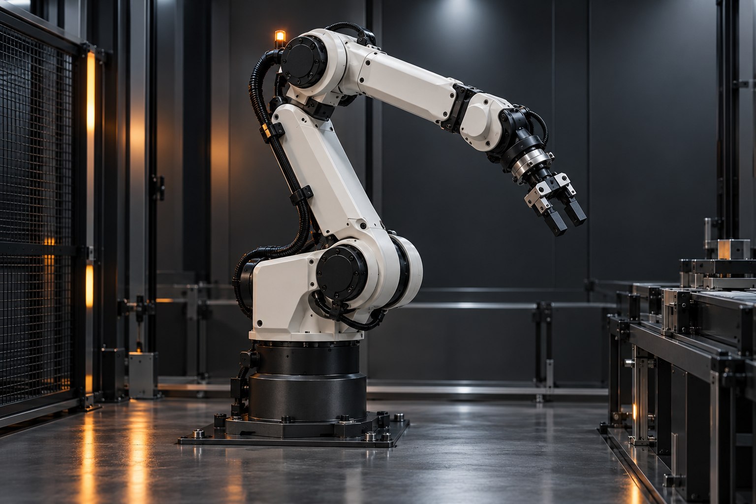 Conceptual visual of an industrial robot with a gripper